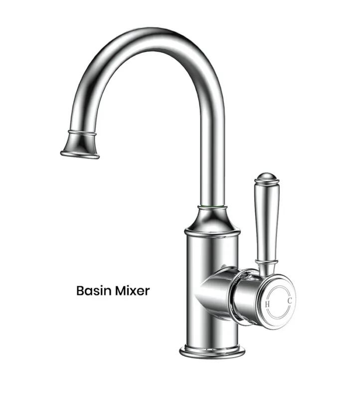 IKON Clasico Chrome Solid Handle Basin Mixer HYB868-201