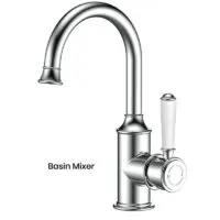 IKON Clasico Chrome Ceramic Handle Basin Mixer HYB868-201A IKON Clasico Chrome Ceramic Handle Basin Mixer HYB868-201A