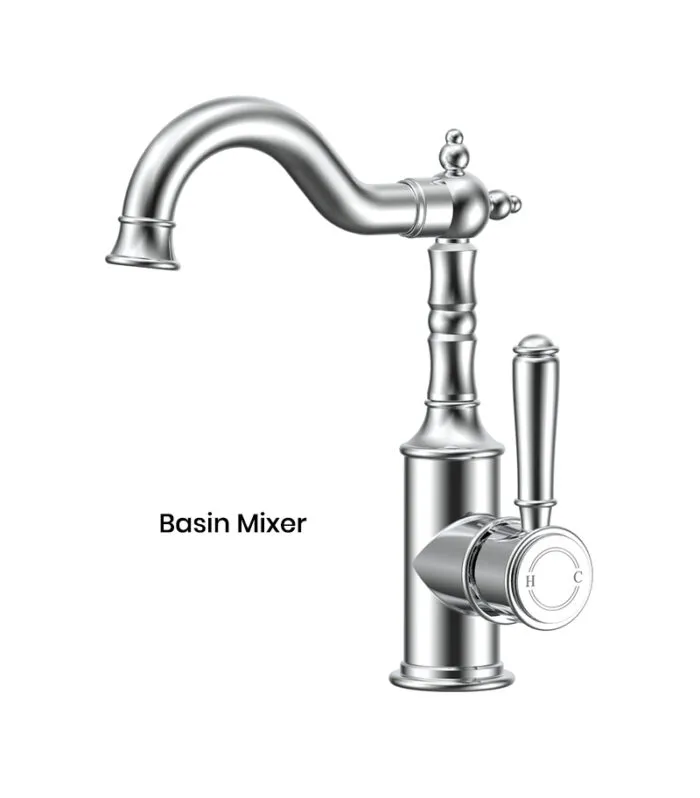 IKON Clasico Chrome Solid Handle Basin Mixer HYB868-202