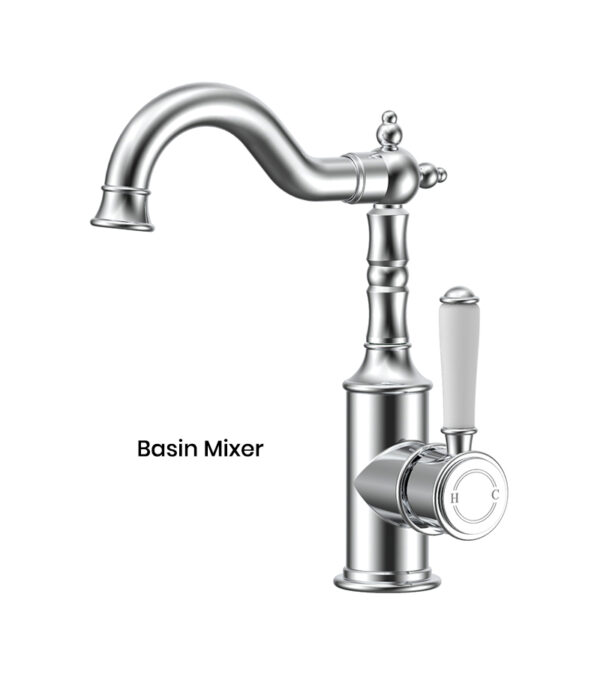 IKON Clasico Chrome Ceramic Handle Basin Mixer HYB868-202A