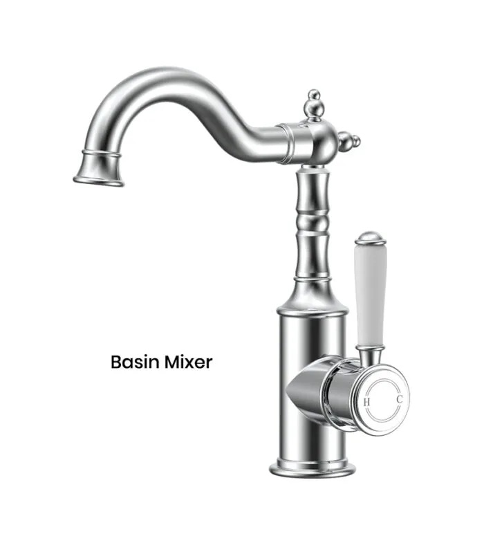 IKON Clasico Chrome Ceramic Handle Basin Mixer HYB868-202A
