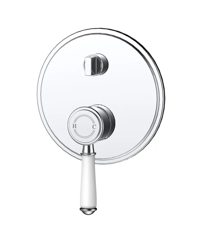 IKON Clasico Chrome Ceramic Handle Wall Mixer With Diverter HYB868-501ATK