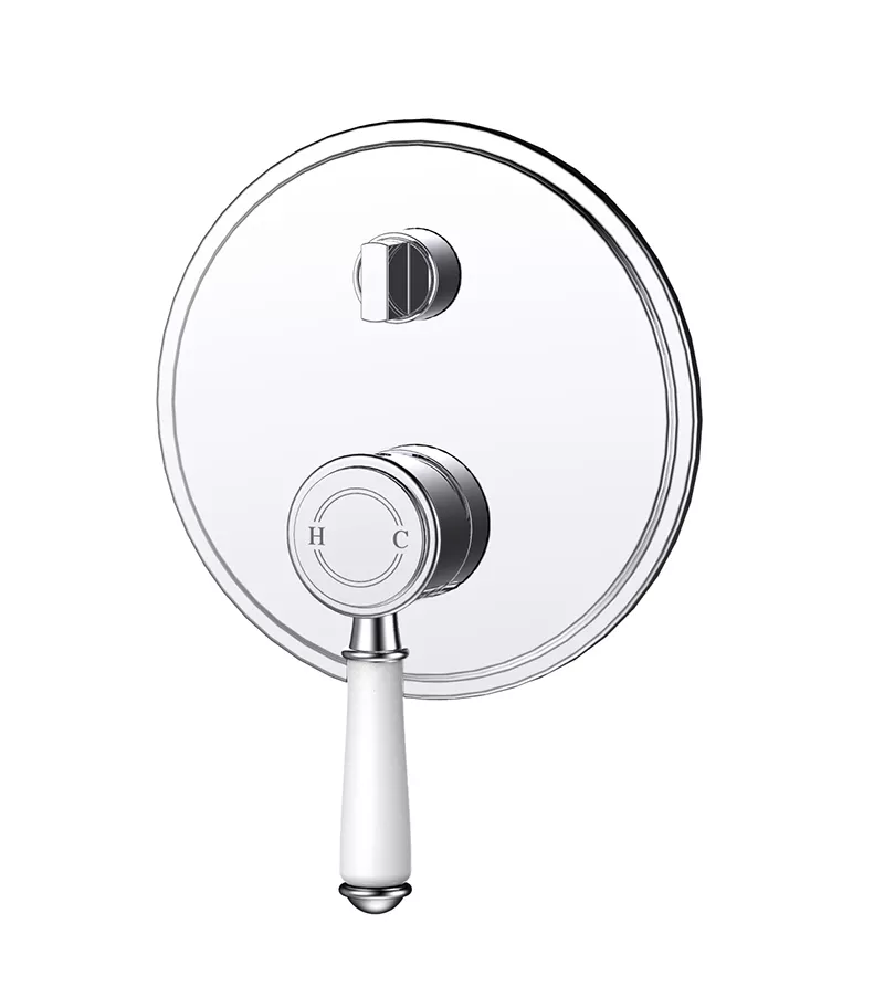 IKON Clasico Chrome Ceramic Handle Wall Mixer With Diverter HYB868-501ATK