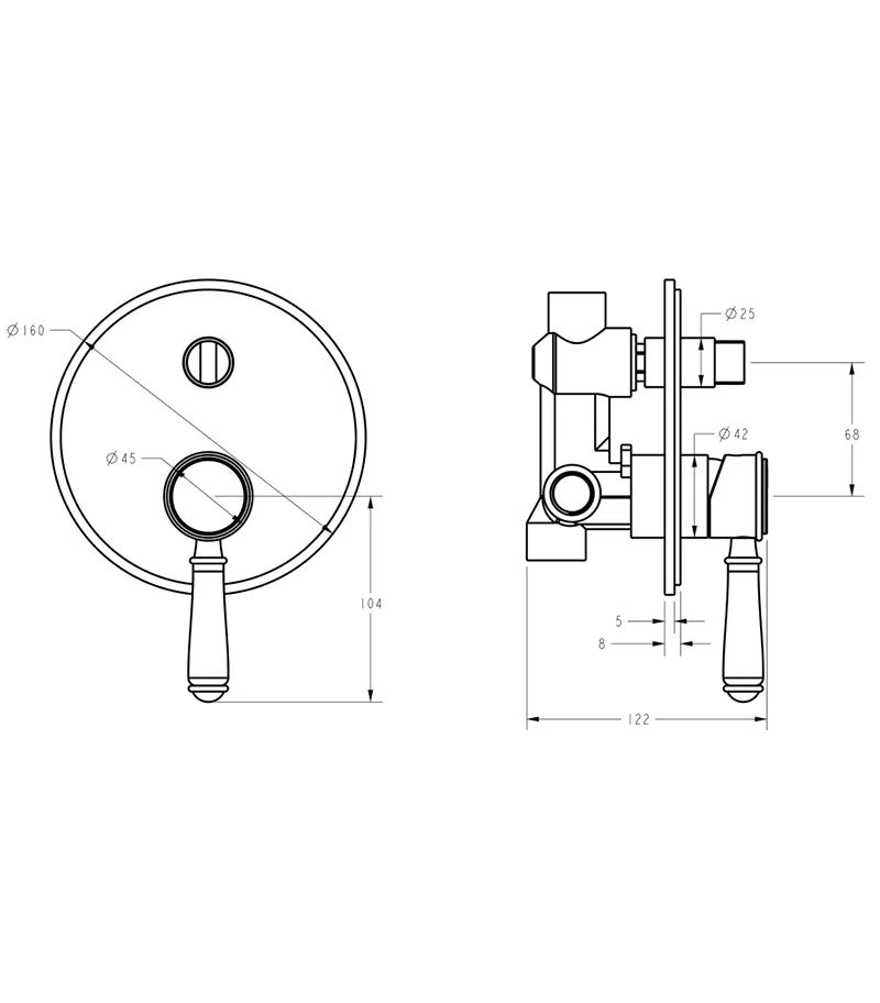 IKON Clasico Wall Mixer With Diverter Specification