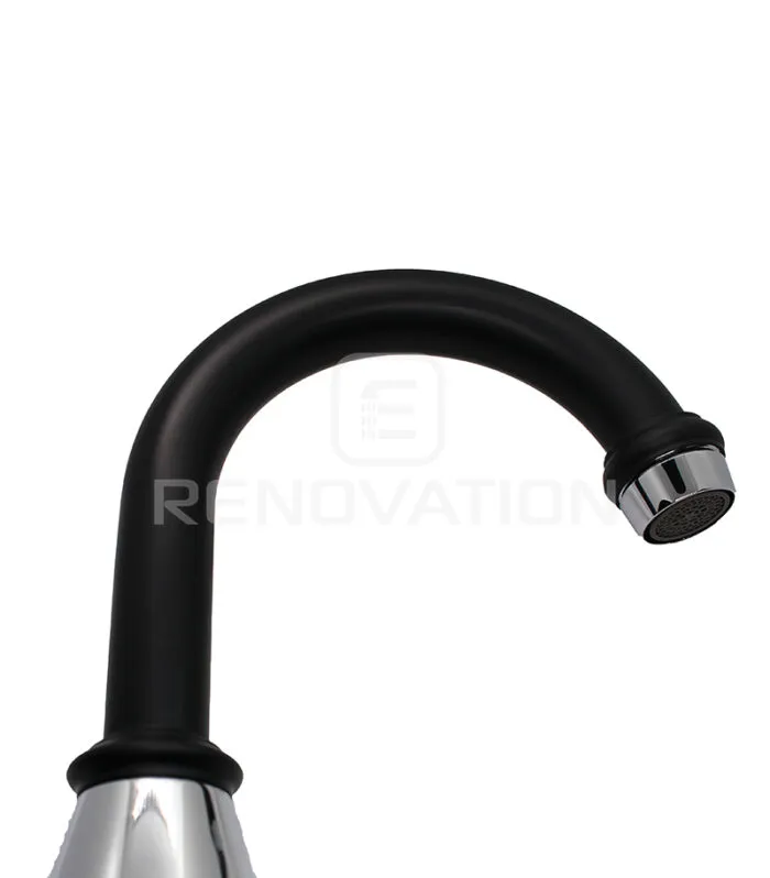 Noosa Matt Black And Chrome Heritage Basin Tap Set - Spout