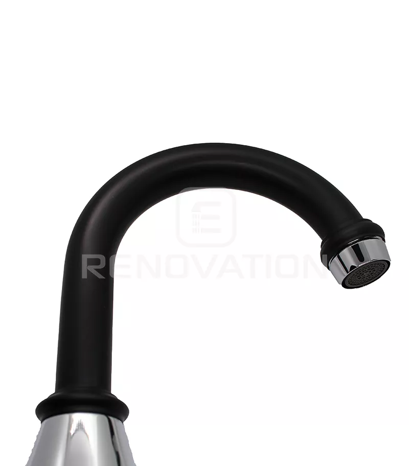 Noosa Matt Black And Chrome Heritage Basin Tap Set - Spout