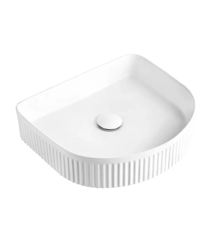 Archie 415mm White Fluted Above Counter Ceramic Basin