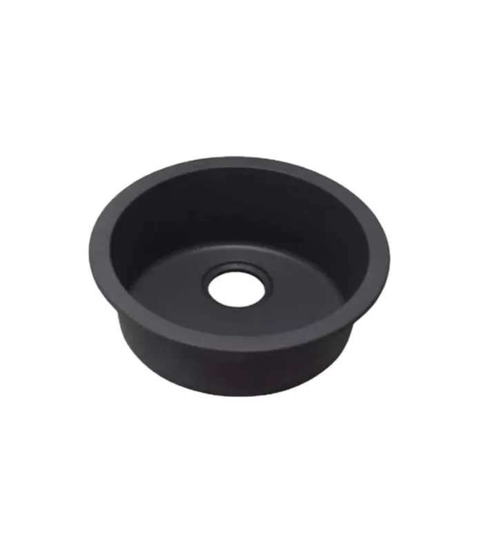 Arete 460mm Round Granite Sink - Matt Black