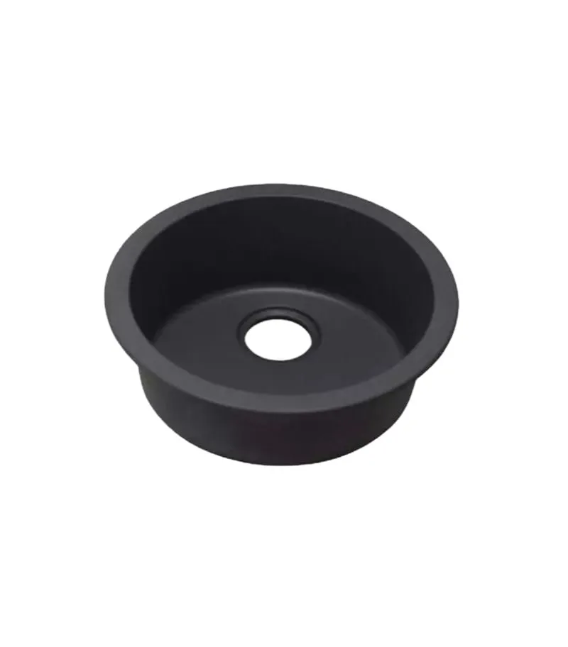 Arete 460mm Round Granite Sink - Matt Black