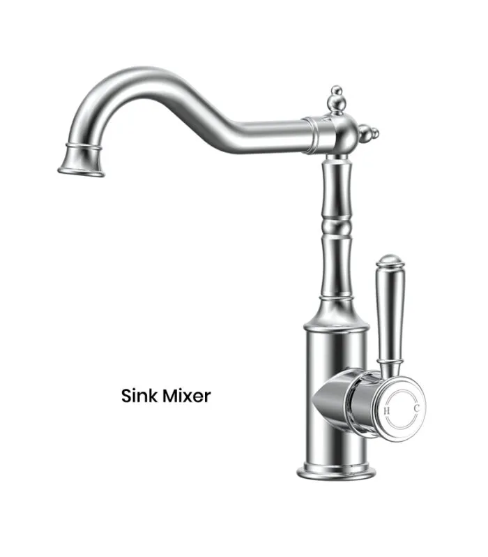 IKON Clasico Chrome Solid Handle Sink Mixer hyb868-102