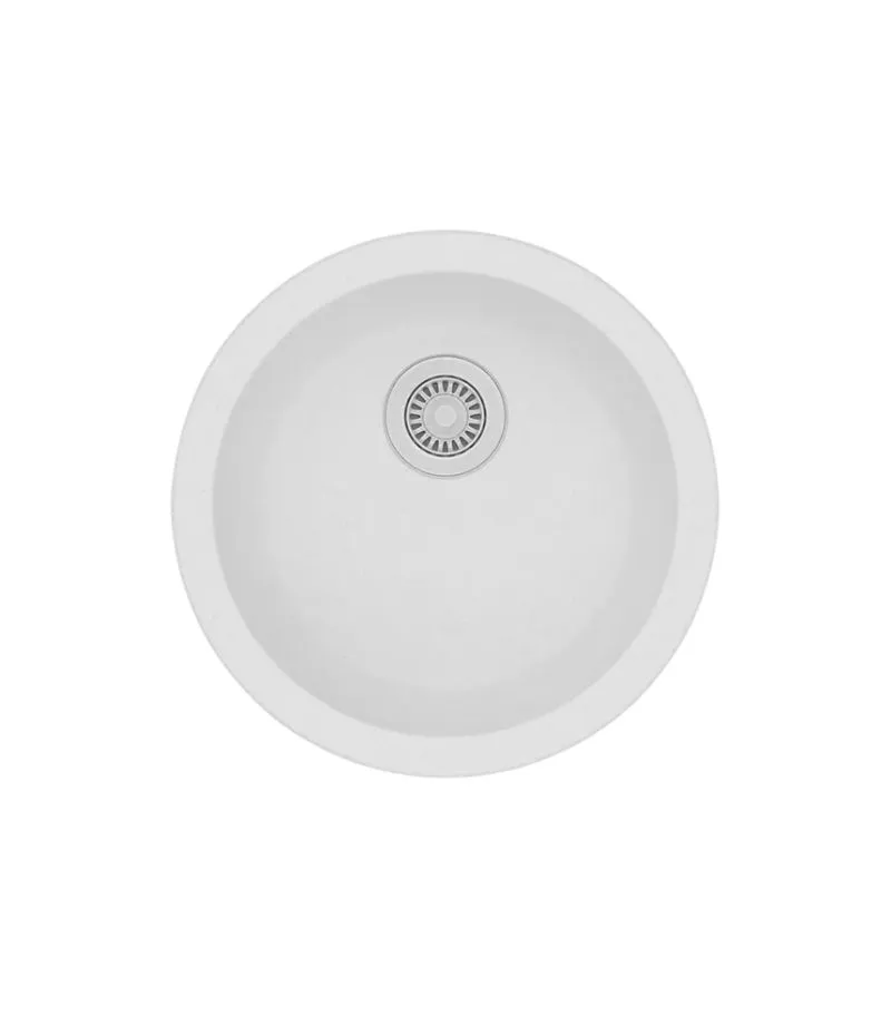 Arete 460mm Round Granite Sink - Matt White