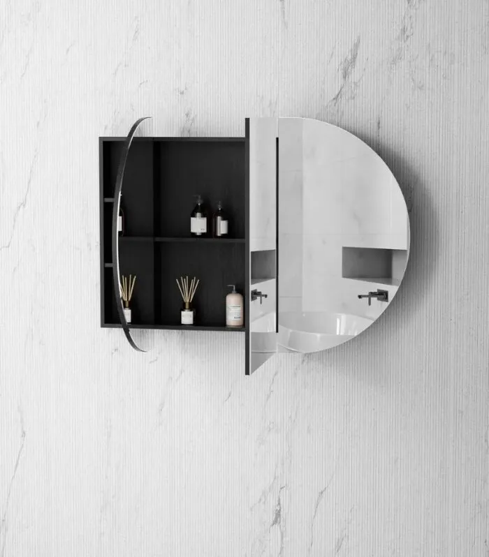 Bondi Shaving Cabinet - Black Oak Interior