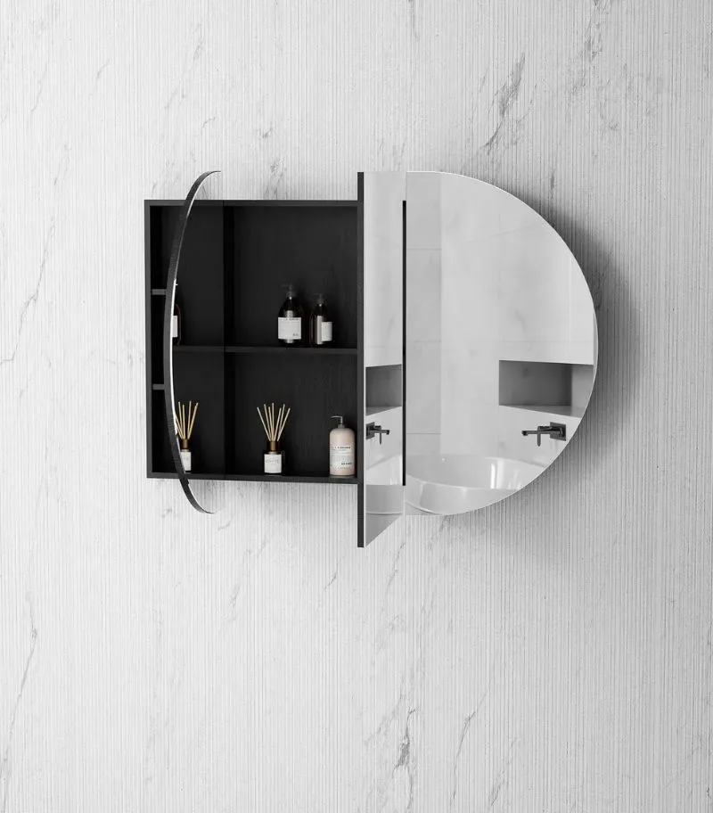 Bondi Shaving Cabinet - Black Oak Interior