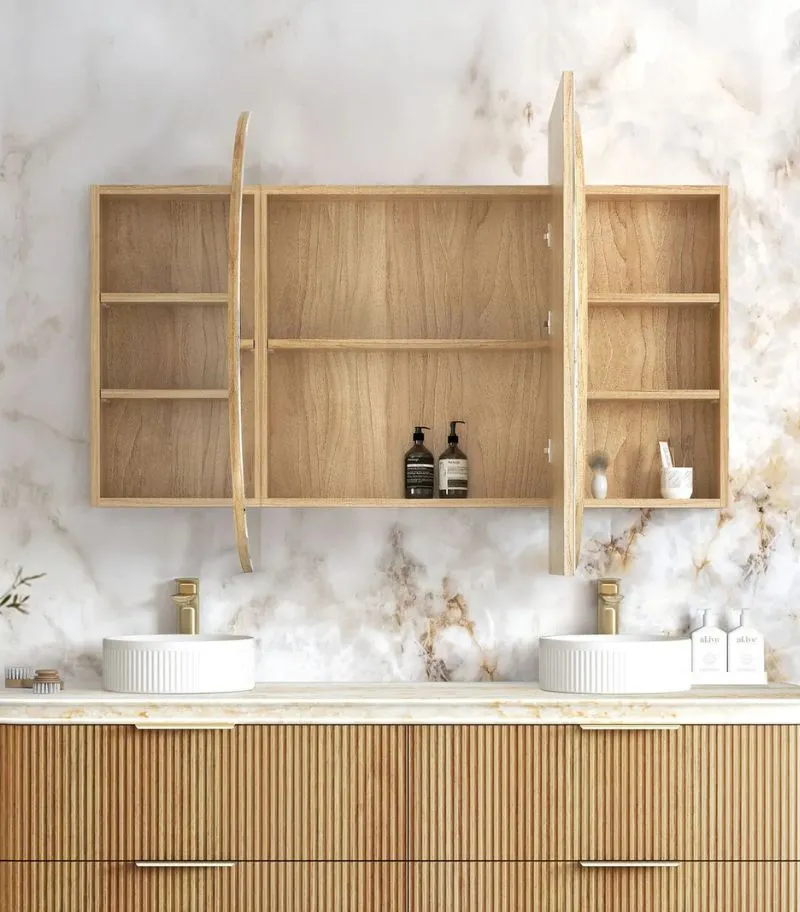 Bondi 1800x900mm Shaving Cabinet - Woodland Oak Interior