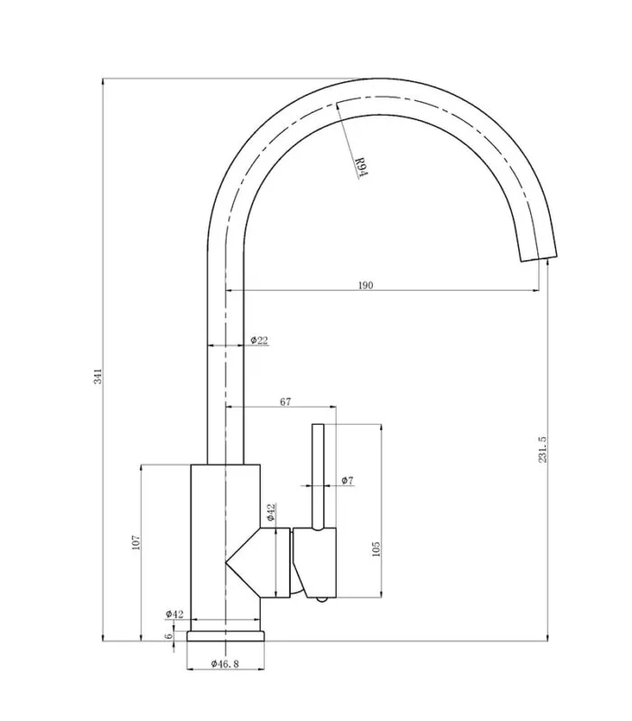 Otus Slimline Sink Mixer with Gooseneck Spout Specification
