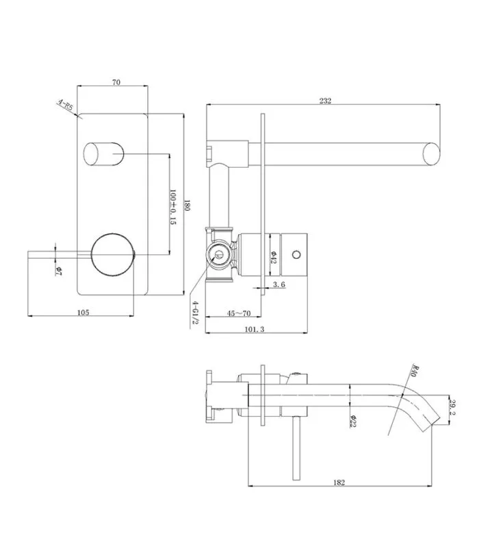 Otus Slimline Basin/Bath Mixer with Curved Spout – Single Cover Plate Specification