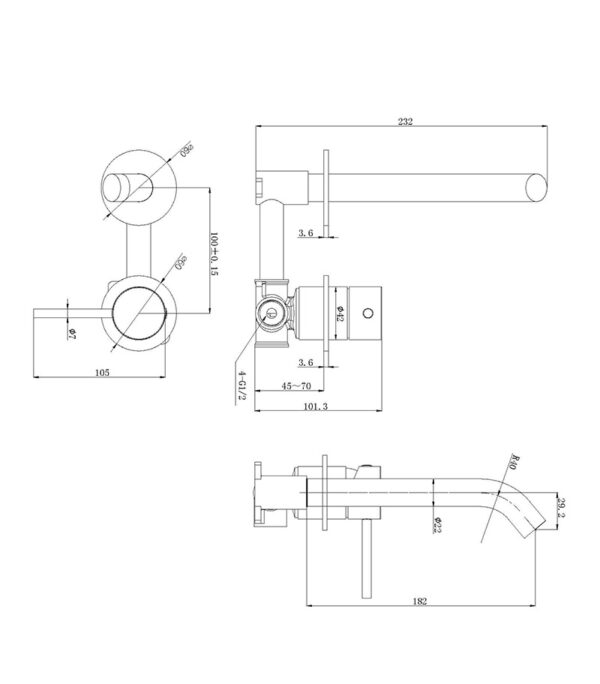 Otus Slimline Basin/Bath Mixer with Curved Spout – Separate Cover Plates Specification