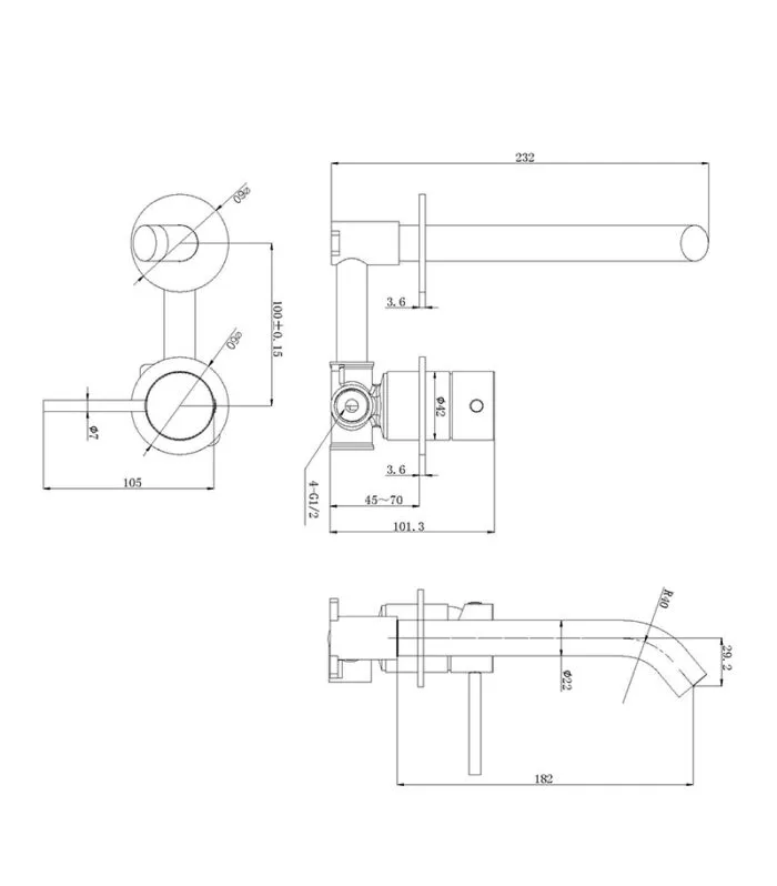 Otus Slimline Basin/Bath Mixer with Curved Spout – Separate Cover Plates Specification