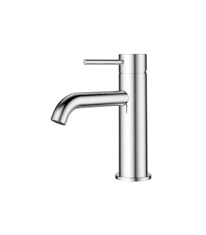 Otus Slimline Short Basin Mixer with Curved Spout - Chrome