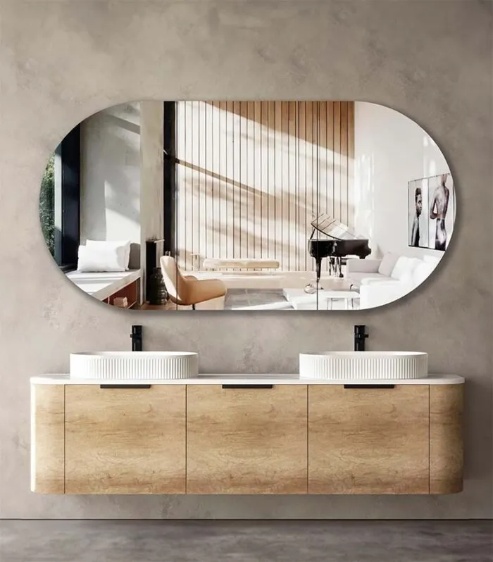 Bondi Natural Oak 1800mm Plywood Double Bowls Wall Hung Vanity BO1800NST