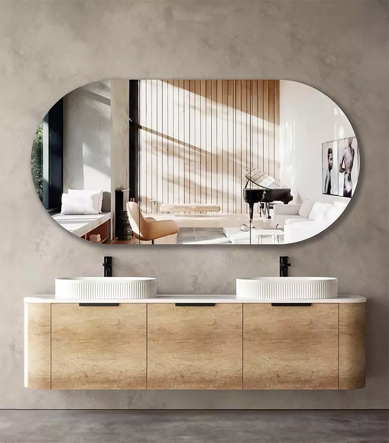 Bondi Natural Oak 1800mm Plywood Double Bowls Wall Hung Vanity BO1800NST