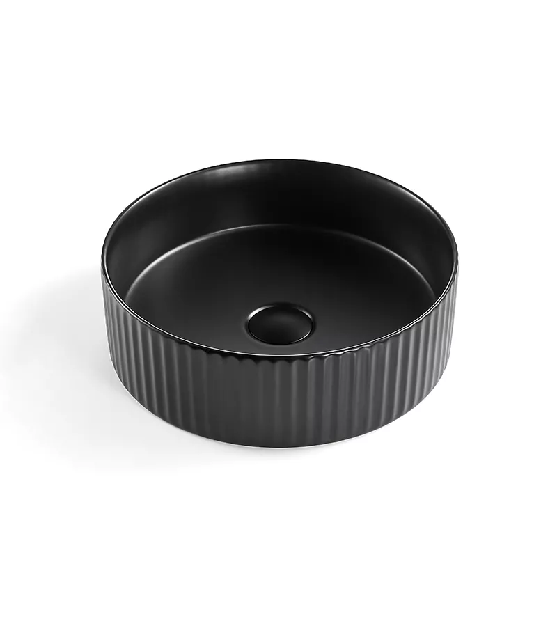 Bellevue 400mm Matt Black Ceramic Fluted Above Counter Basin