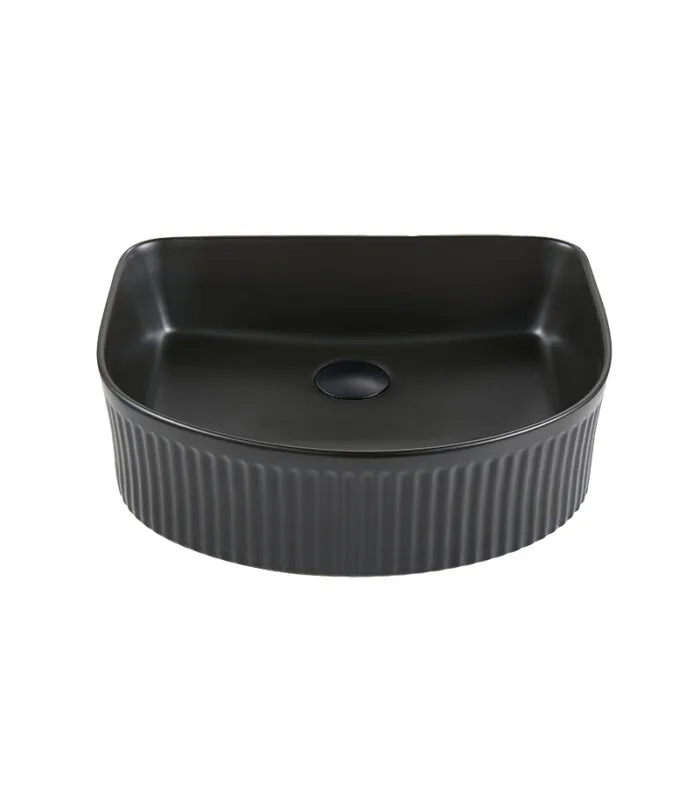 Bellevue 415mm Matt Black Ceramic Fluted Arch Above Counter Basin