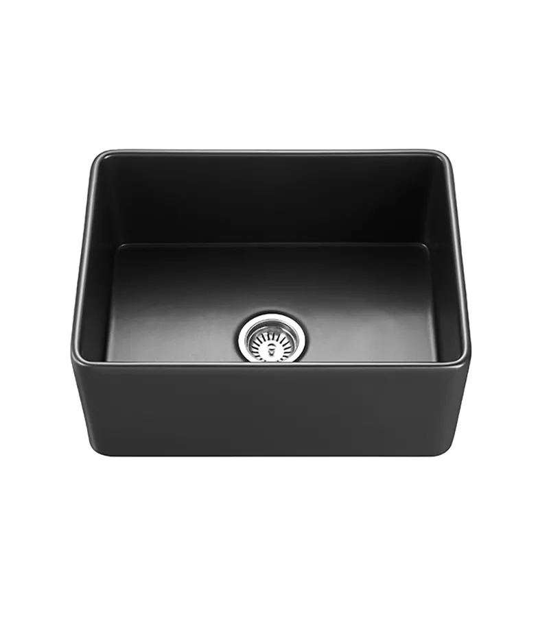 Chelsea Fireclay Farmhouse Matt Black Single Bowl Sink 600mm