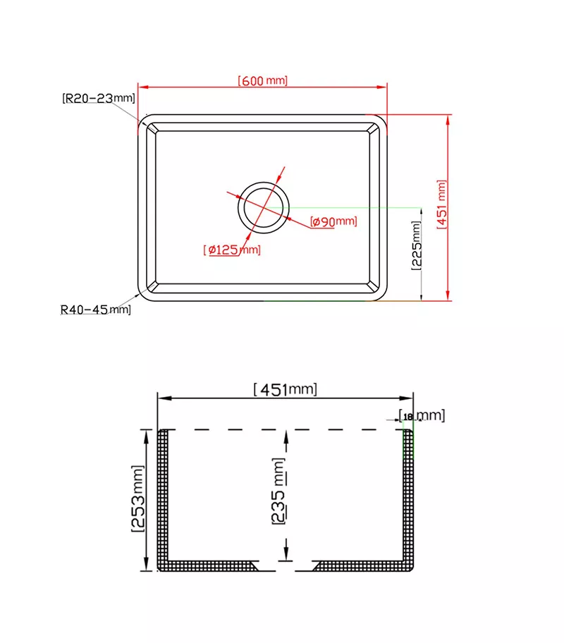 Chelsea Fireclay Farmhouse Single Bowl Sink 600mm Specification