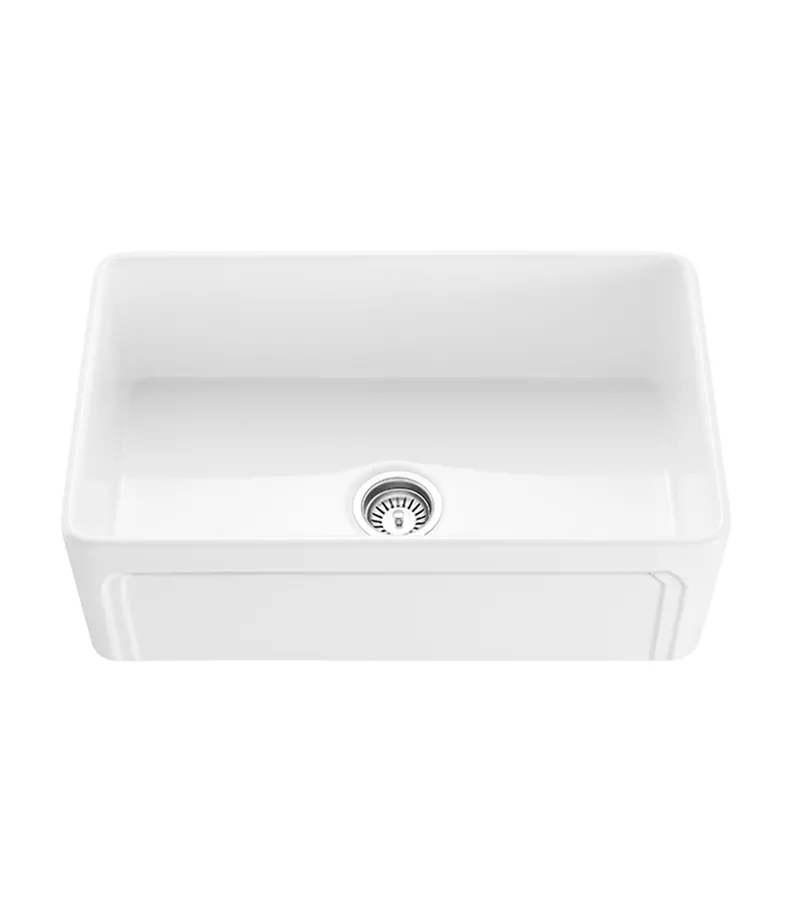 Kensington Fireclay Farmhouse Gloss White Single Bowl Sink 758mm