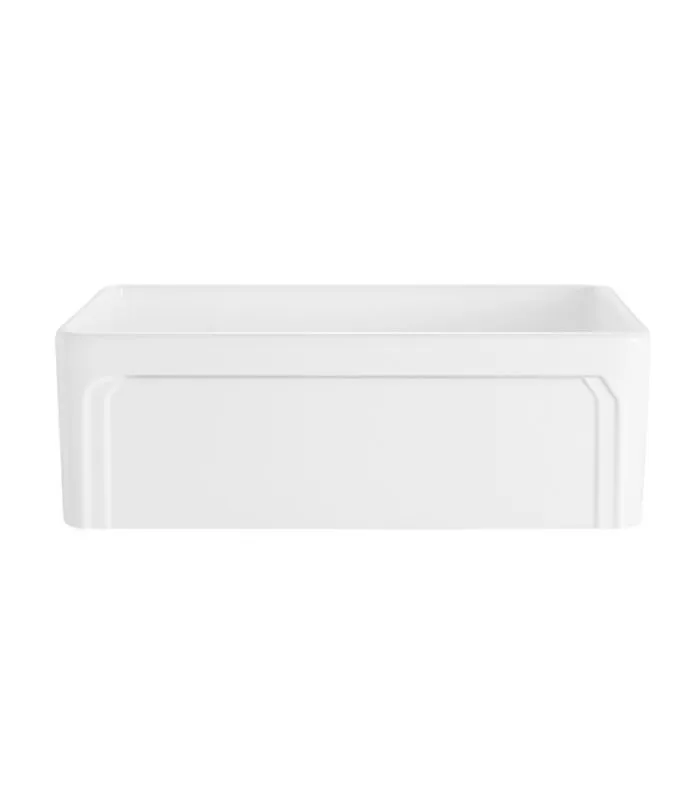 Kensington Fireclay Farmhouse Gloss White Single Bowl Sink 758mm - Front