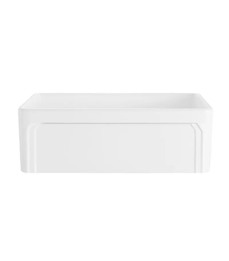 Kensington Fireclay Farmhouse Gloss White Single Bowl Sink 758mm - Front