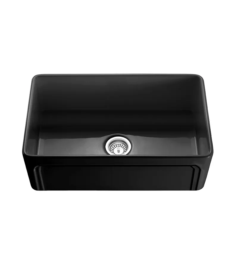 Chelsea Fireclay Farmhouse Matt Black Single Bowl Sink 758mm