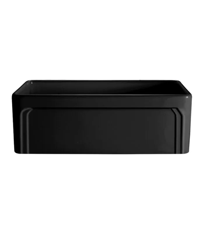 Chelsea Fireclay Farmhouse Matt Black Single Bowl Sink 758mm - Front