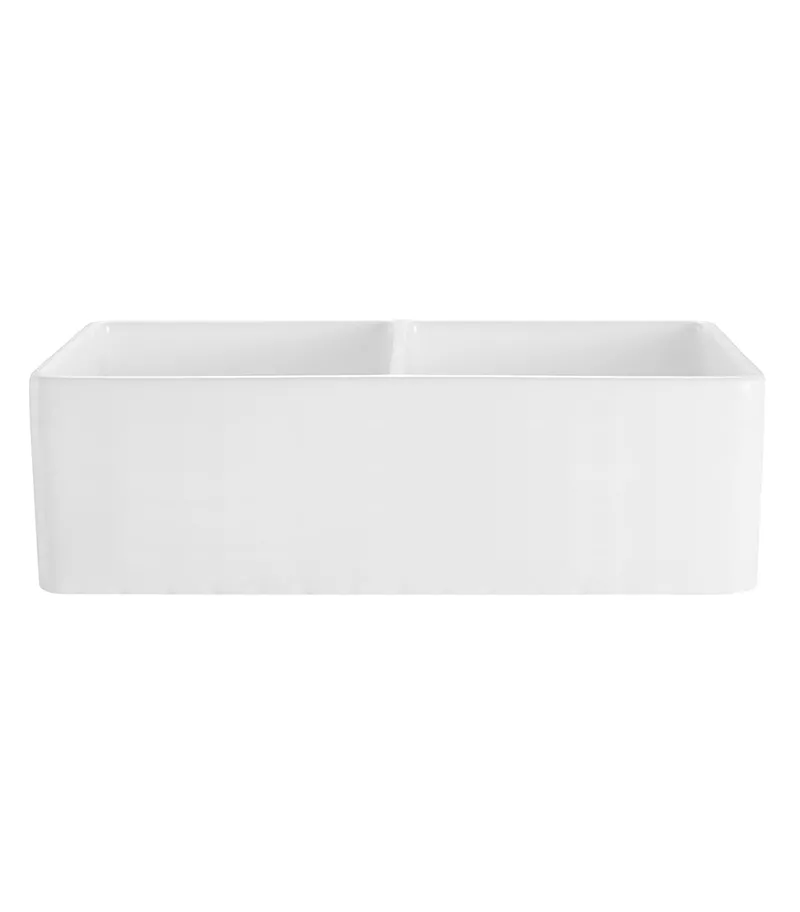 Greenwich Fireclay Farmhouse Gloss White Double Bowl Sink 828mm - Back