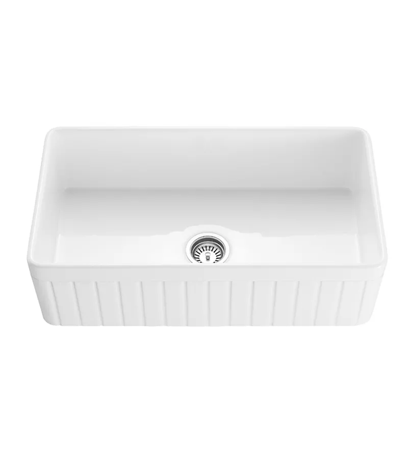Greenwich Fireclay Farmhouse Gloss White Single Bowl Sink 828mm