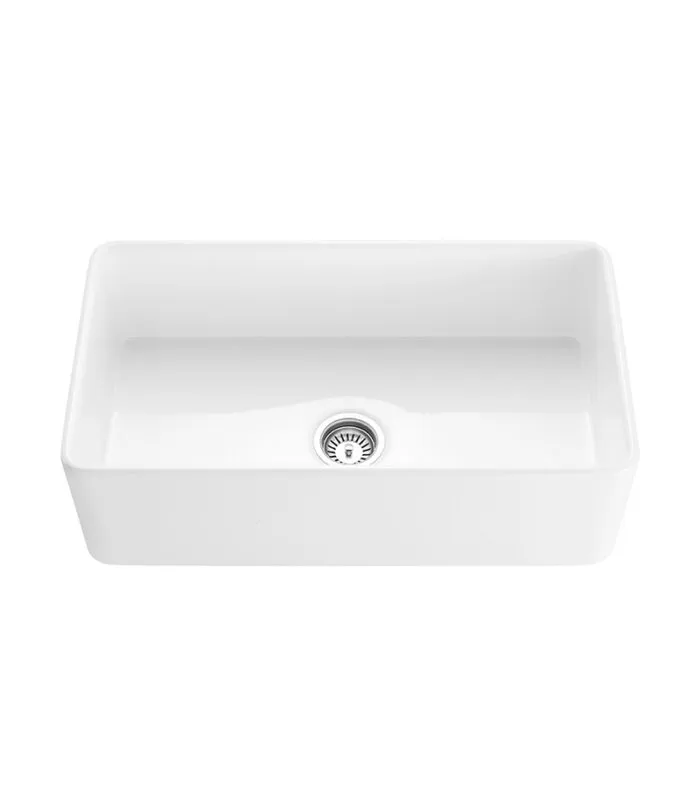 Greenwich Fireclay Farmhouse Gloss White Single Bowl Sink 828mm - Back