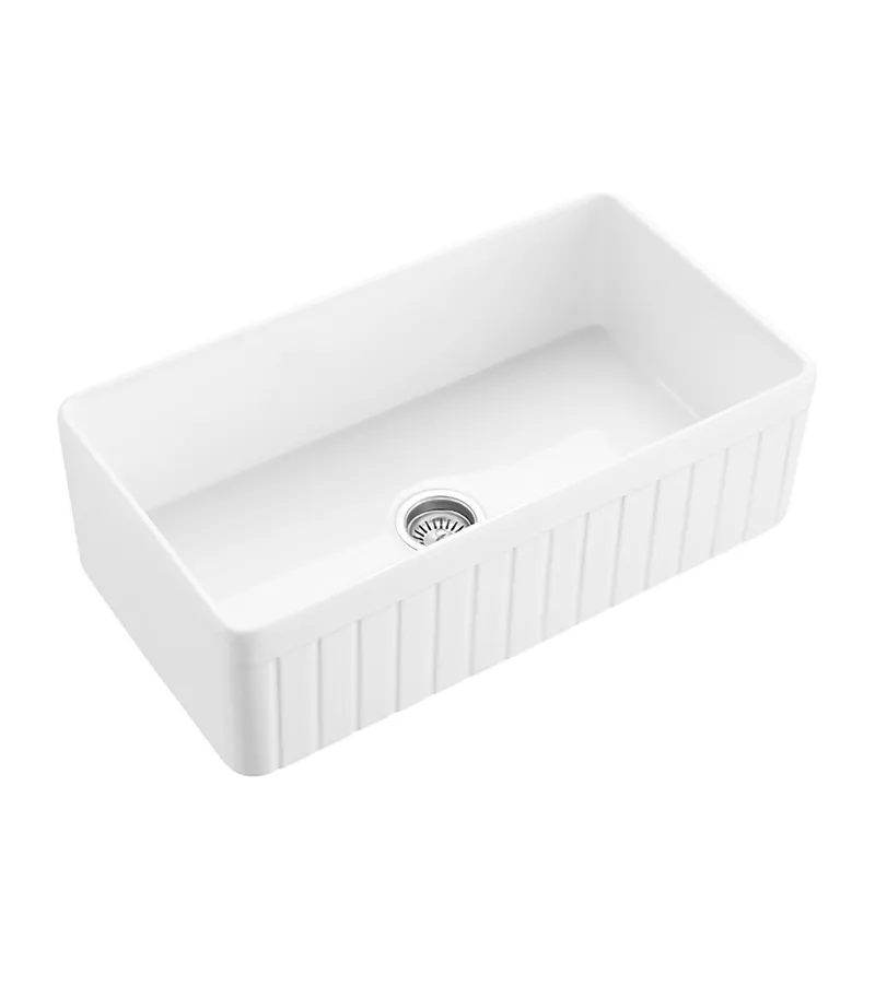 Greenwich Fireclay Farmhouse Single Bowl Sink 828mm - Side