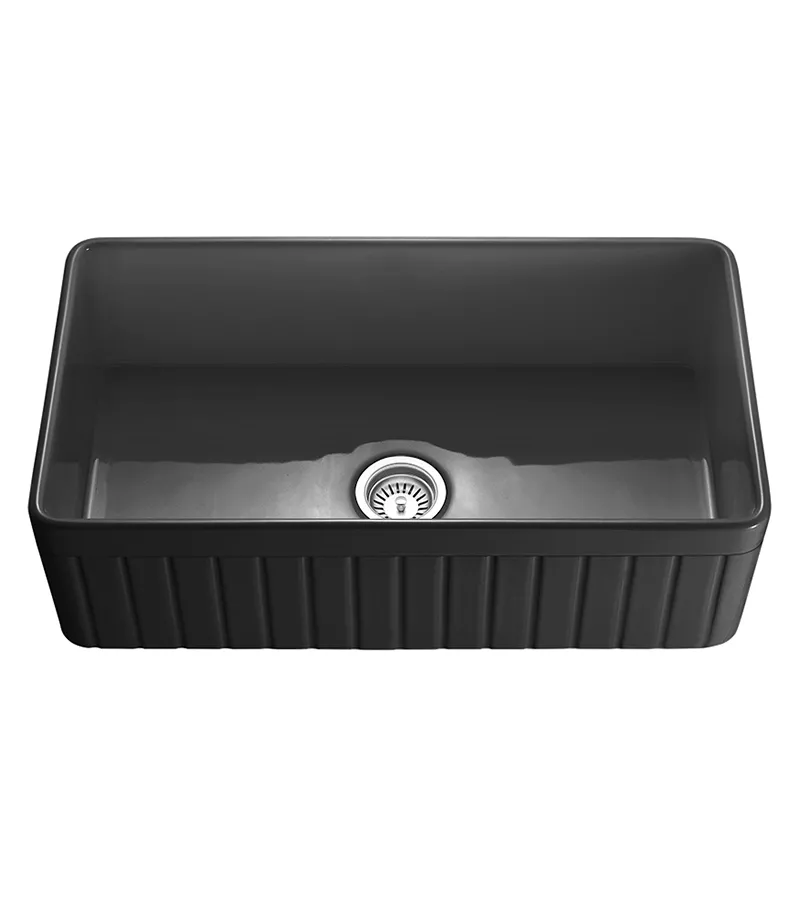 Chelsea Fireclay Farmhouse Matt Black Single Bowl Sink 828mm