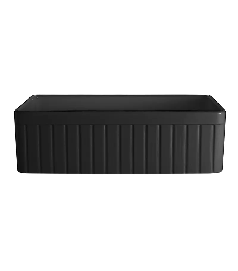 Chelsea Fireclay Farmhouse Matt Black Single Bowl Sink 828mm - Front