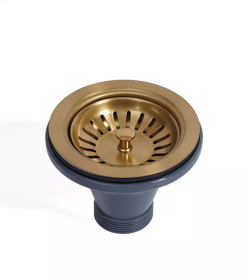 Brushed Gold Stainless Steel Basket Waste For Fireclay Sinks