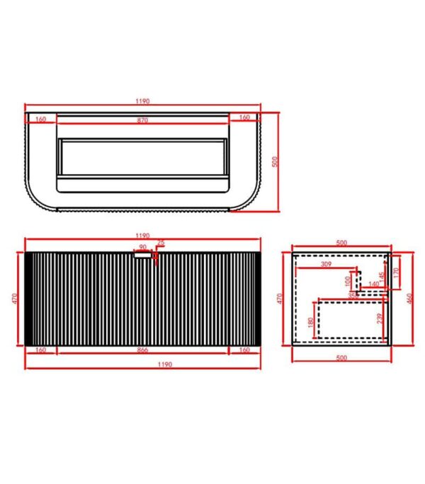 CETO AVOLON 1190mm Wall Hung Vanity Cabinet Specification