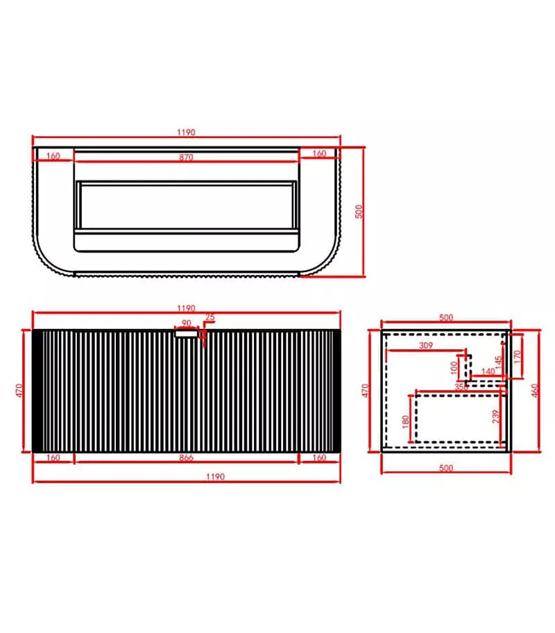 CETO AVOLON 1190mm Wall Hung Vanity Cabinet Specification
