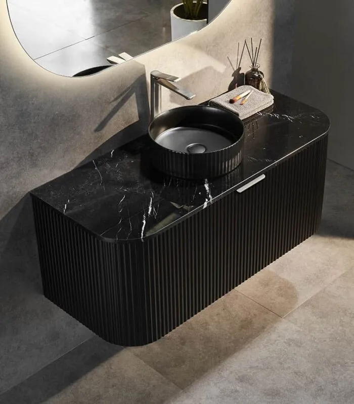 CETO AVOLON 1190mm Matt Black Wall Hung Vanity Cabinet Sideview