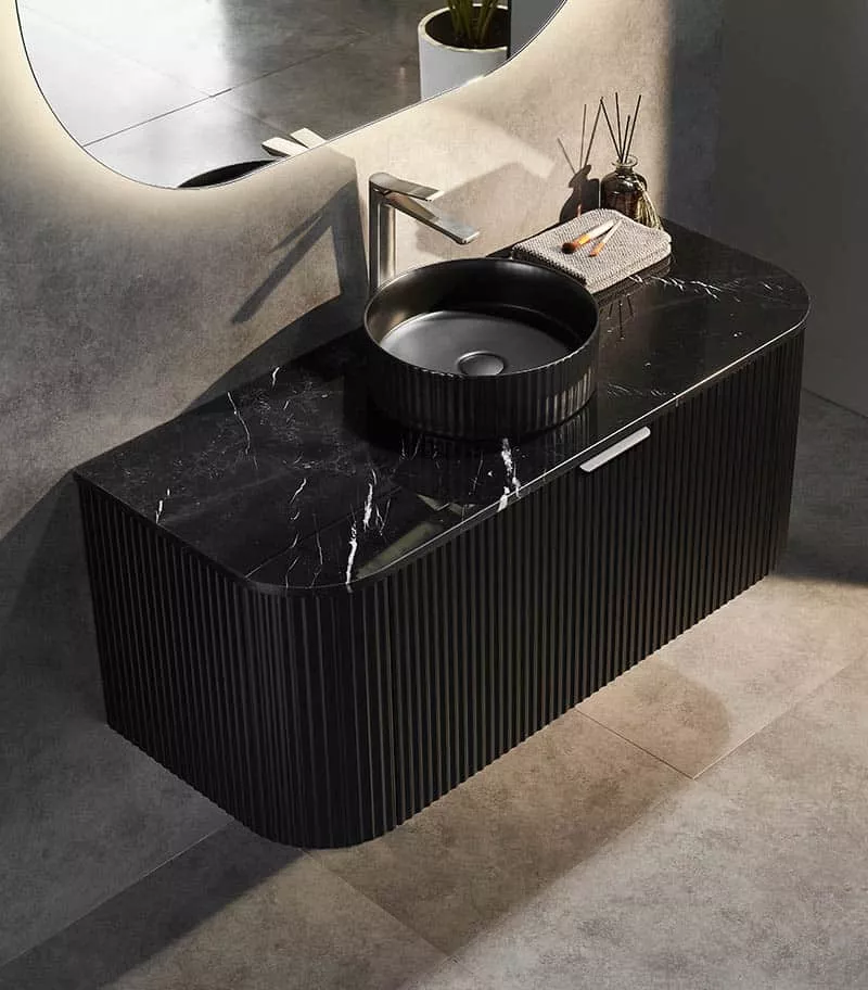 CETO AVOLON 1190mm Matt Black Wall Hung Vanity Cabinet Sideview
