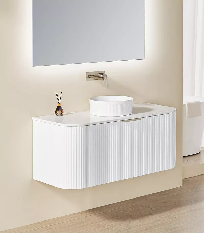 CETO AVOLON 1190mm Matt White Wall Hung Vanity Cabinet Sideview