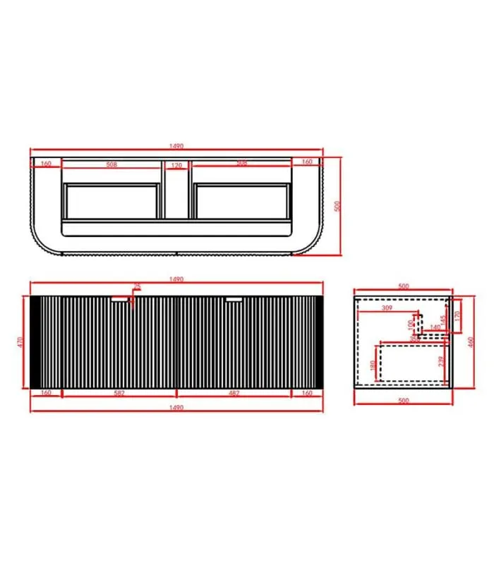 CETO AVOLON 1490mm Wall Hung Vanity Cabinet Specification