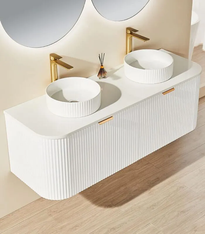 CETO AVOLON 1490mm Matt White Wall Hung Vanity Cabinet Sideview