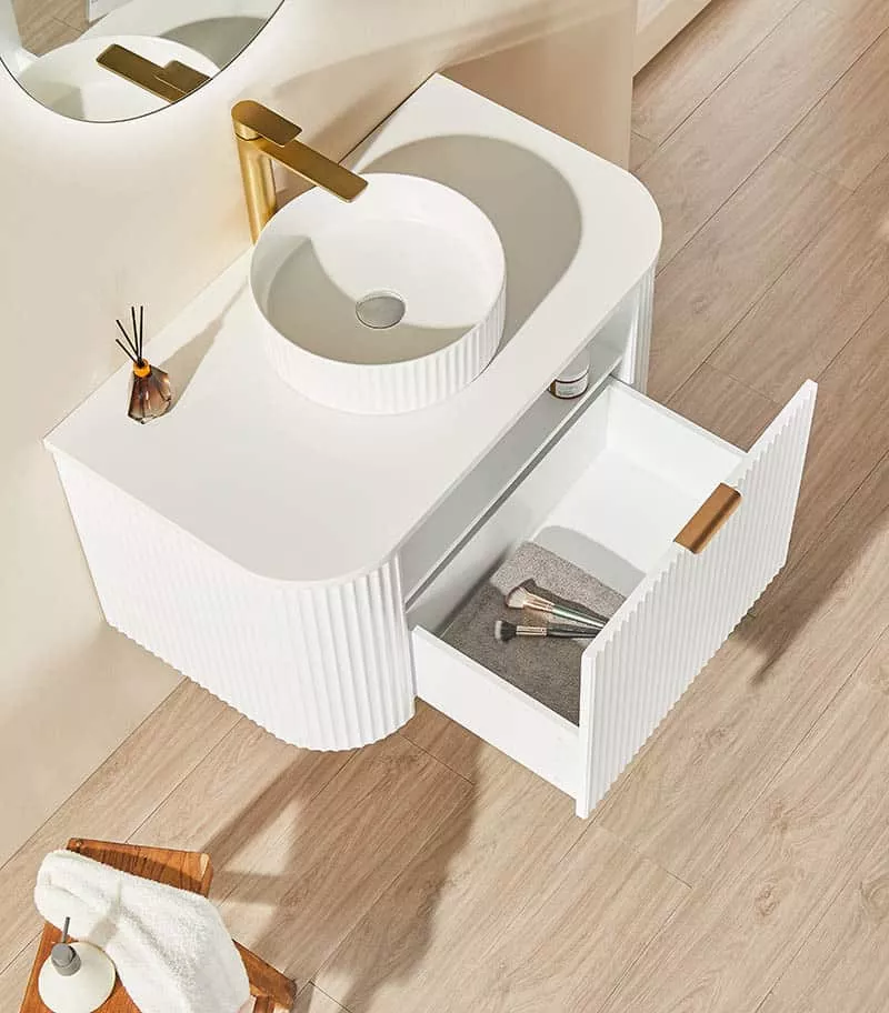 CETO AVOLON 740mm/890mm Matt White Wall Hung Vanity Cabinet Topview