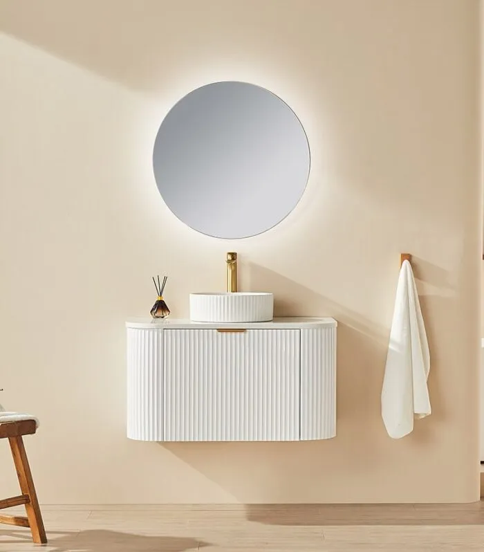 CETO AVOLON 740mm/890mm Matt White Wall Hung Vanity Cabinet Frontview